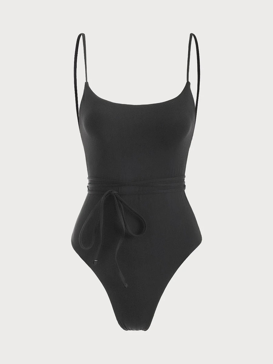 Backless Tie One-Piece Swimsuit & Reviews - Black - Sustainable One-Pieces | BERLOOK | BERLOOK