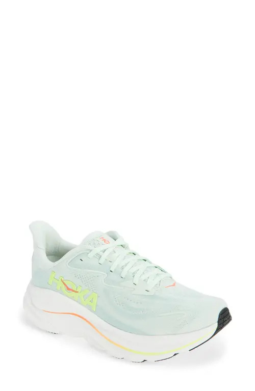 HOKA Clifton 10 Running Shoe in Sea Glass/neon Flame at Nordstrom, Size 8 | Nordstrom