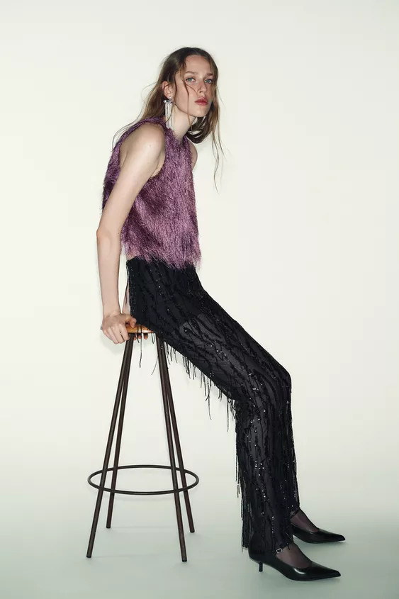 FRINGED BALLOON TOP | Zara US