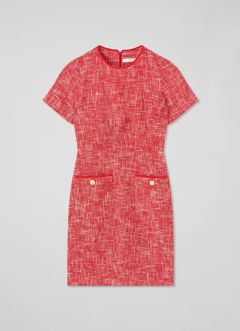 Alexa Red Cotton Blend Tweed Short Sleeve Mini Dress | L.K. Bennett (UK)