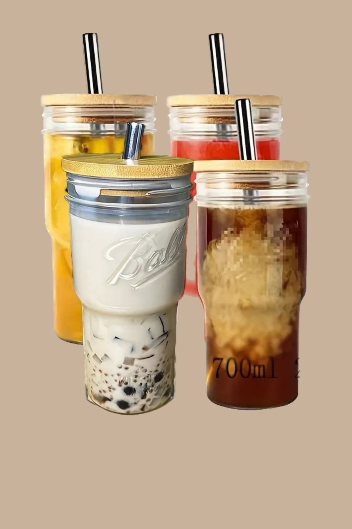 Reusable Thickened Ice Cups-perfect Car Glass Straw Cups And