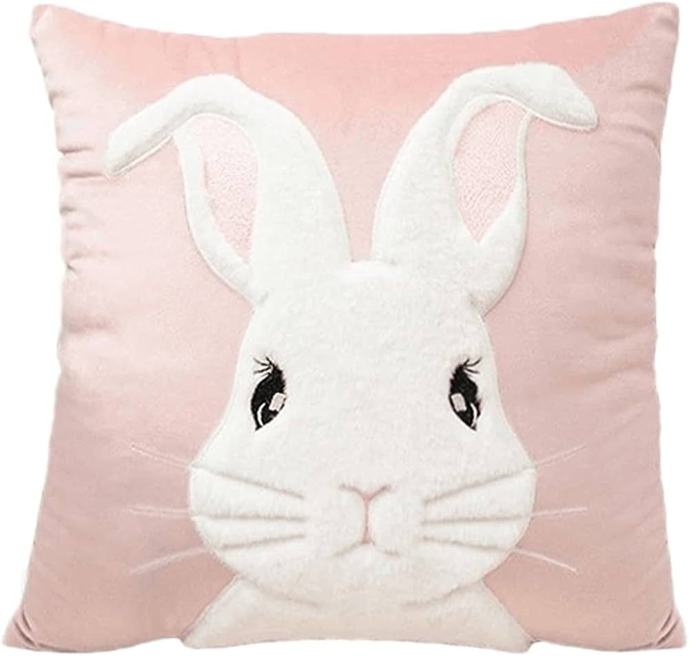 Arciveberg Spring Easter Throw Pillow Covers 18x18 Bunny Pillow Case Spring Decorations,3D Embroi... | Amazon (US)