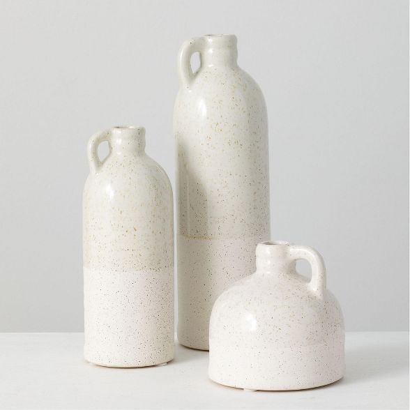 Sullivans Set of 3 Bottle Vases 9.75"H, 7.5"H & 4"H White | Target