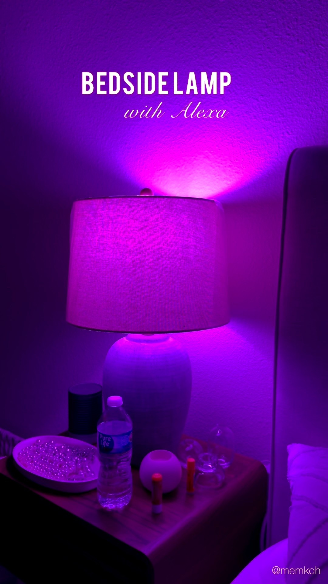 I have updated this with my exact night stand and lamp in case you want it.
This video shows how I set up my Bedside Lamp with Amazon color changing LED smart bulbs to decorate my Night stand.

Comment if you have any questions.

#LTKHome #LTKHoliday #LTKGiftGuide