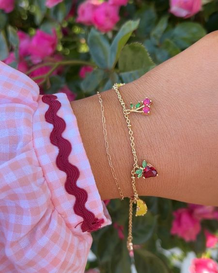 Cutest new summer jewelry from Kendra Scott!! Love the bracelet and matching fruit earrings + necklace 🍒🍓🤩 

#summerjewelry #kendrascottpartner #kendrascott #fruit 

#LTKStyleTip #LTKFindsUnder100