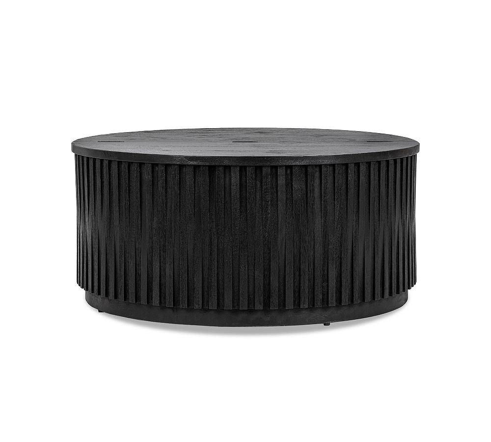 Coloma 40"" Round Storage Coffee Table, Black | Pottery Barn (US)
