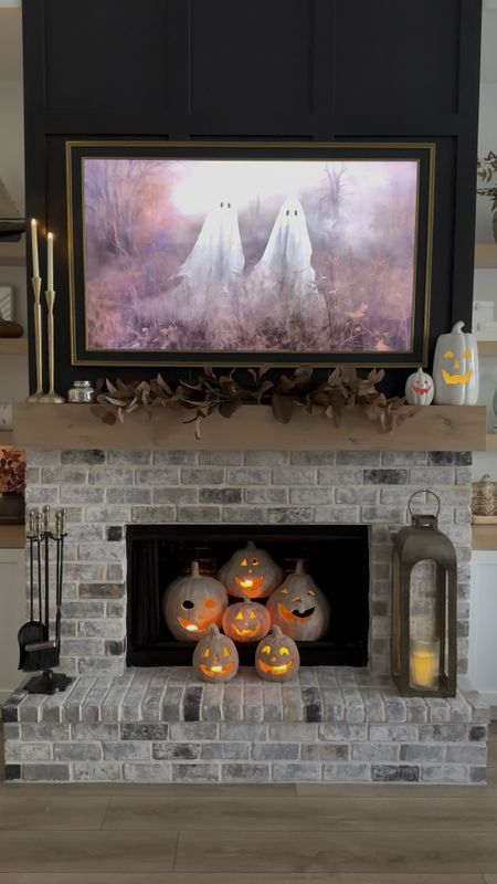 Fall leave picks I use on my mantle. I have  6 stems and 2 of each style, my white jackolanterns are old but you can easily spray paint some to be white! The ones in the fire places are a diy. 

#LTKHalloween #LTKhome #LTKVideo