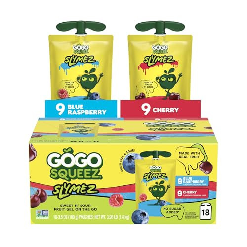 GoGo squeeZ No Sugar Added SlymeZ Fruit Gel Variety Pack, 18 Count | Amazon (US)