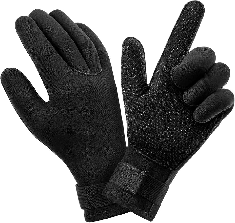 AUAUY Diving Gloves, 3mm Neoprene Five Finger Warm Wetsuit Gloves, Flexible Anti Slip Surfing Glo... | Amazon (US)