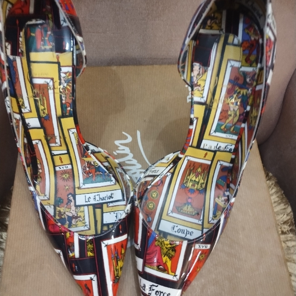 Christian Louboutin Colorful Tarot Print Heels | Poshmark