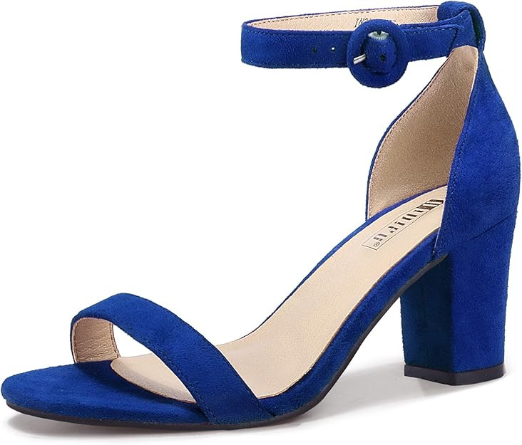 IDIFU Women's IN3 Amy Block Heels Sandals Comfy Ankle Strap Open Toe Chunky Wedding Dress Shoes w... | Amazon (US)