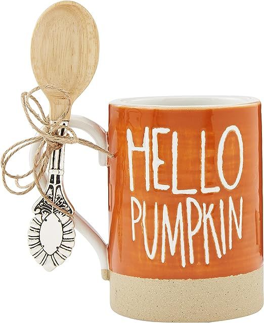 Mud Pie Harvest Forever Mug and Spoon Set, Hello Pumpkin, mug 16 oz | spoon 5 1/2" | Amazon (US)