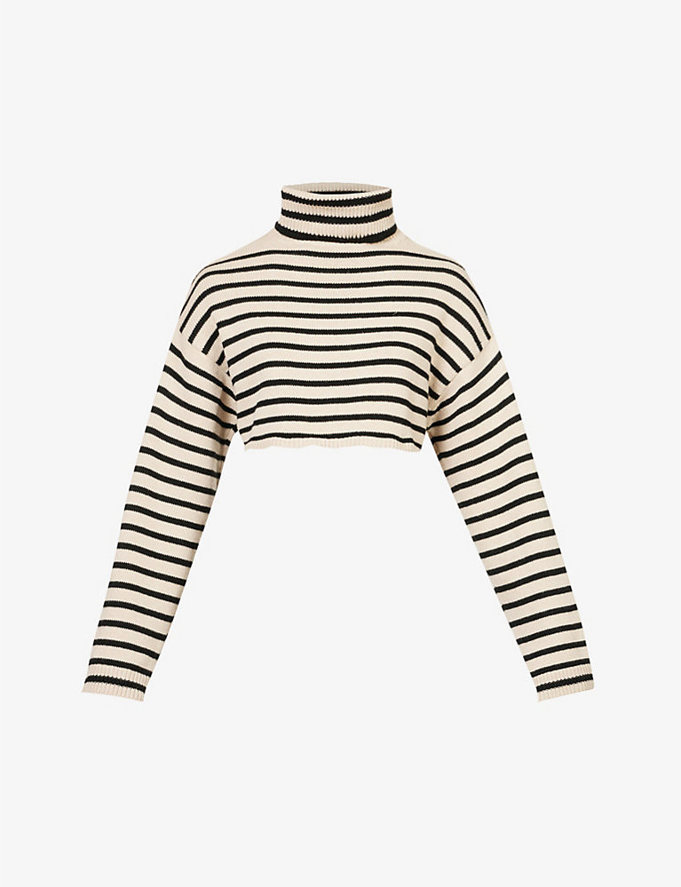 FRANKIE SHOP Athina striped cropped knitted top | Selfridges