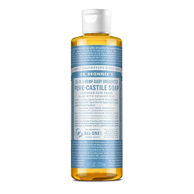 Dr. Bronners - Pure-Castile Liquid Soap (Baby Unscented, 8 Ounce) - Made with Organic Oils, 18-in... | Amazon (US)