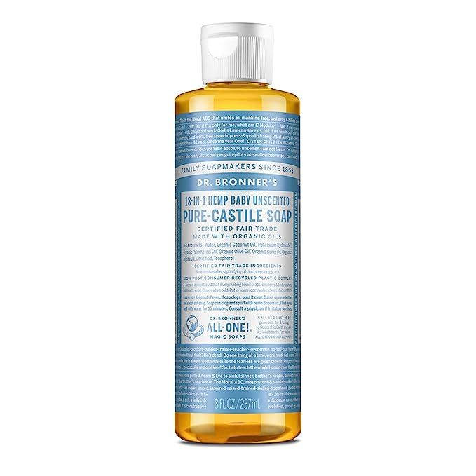 Dr. Bronners - Pure-Castile Liquid Soap (Baby Unscented, 8 Ounce) - Made with Organic Oils, 18-in... | Amazon (US)