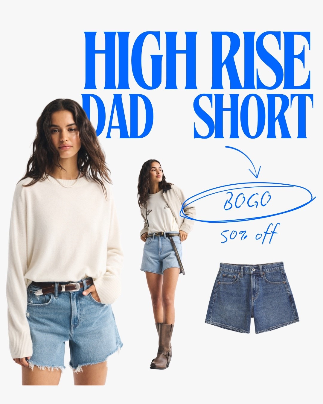 BOGO 50% OFF!!! | @abercrombie the high rise dad short is my FAVORITE style denim short from them! the perfect inseam, perfect waist, and never gaps in the back! i get my TTS!!  

i’m also including the curve love version if you need it!

#LTKgrwm #LTKSaleAlert #LTKootd