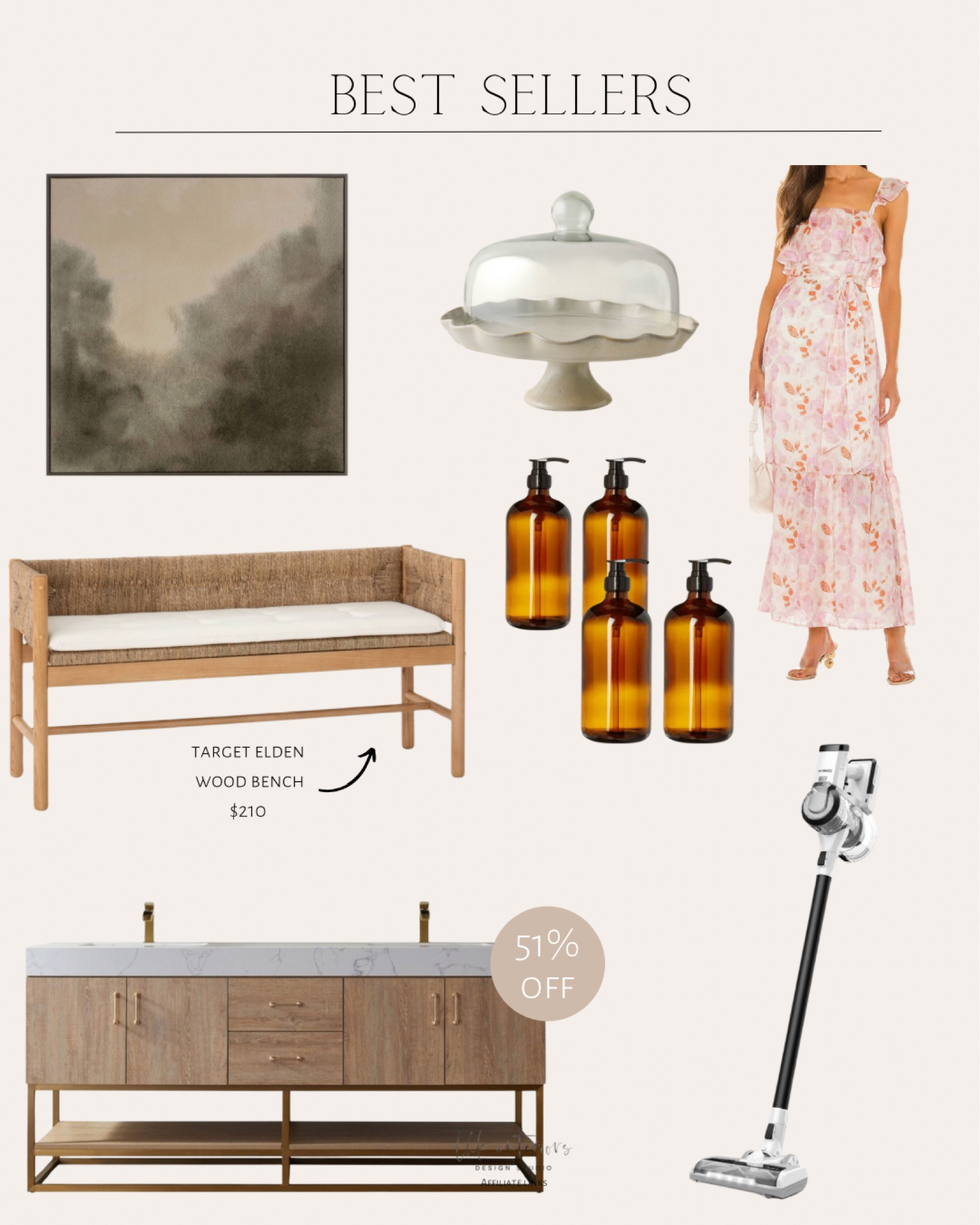Best Sellers 
Elden wood bench / blurry treetops framed wall art / French grey ruffle cake stand / large amber glass Boston bottles / annice double bathroom vanity / tineco cordless stick vacuum / summer dress 

#LTKsalealert #LTKSeasonal #LTKhome