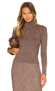 MILLY Turtleneck with Sailor Sleeve Top in Cacao Gold from Revolve.com | Revolve Clothing (Global)