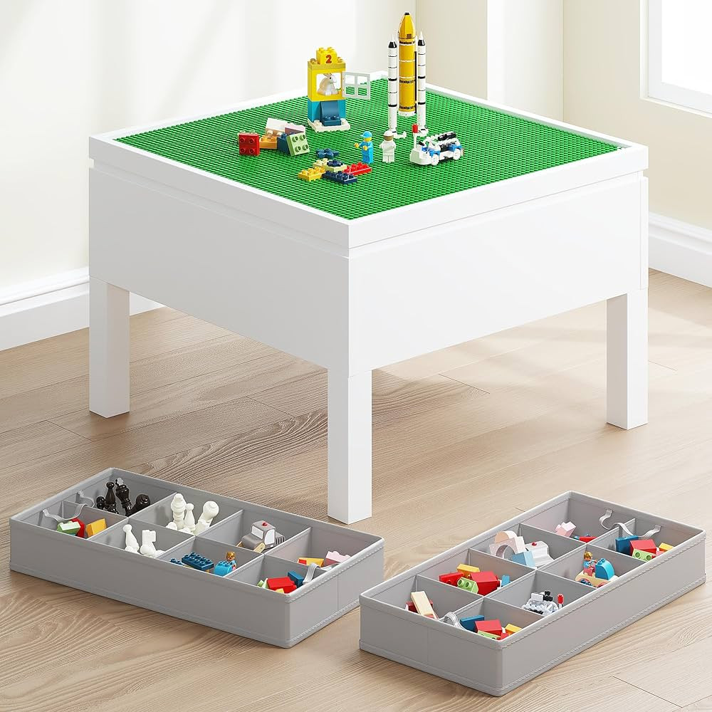 UTEX 3 in 1 Kids Activity Table with Storage, Kids Construction Play Table Compatible with Lego a... | Amazon (US)