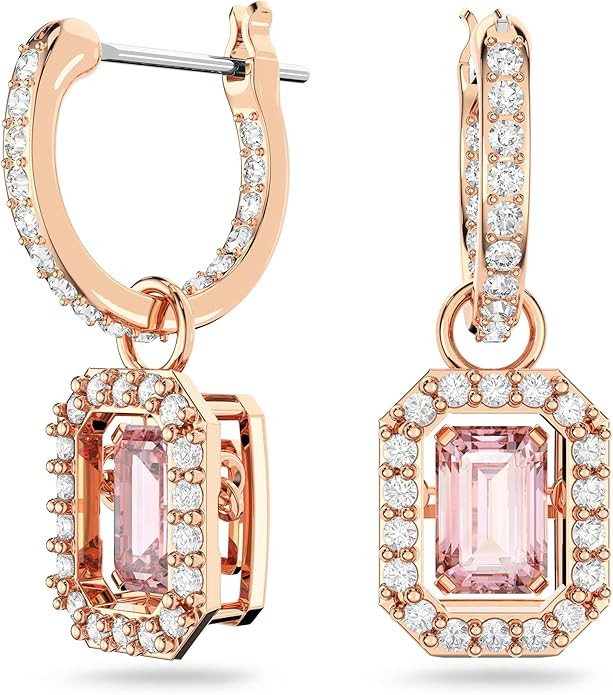 Swarovski Una Drop Earrings, Octagon Cut, Pink Crystal, Rose gold-tone Finish | Amazon (US)
