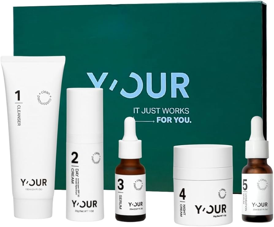 Y'OUR Hydrating Skincare System, Set of 5, Contains: Moisturizing Cleanser, Antioxidant Day Cream... | Amazon (US)