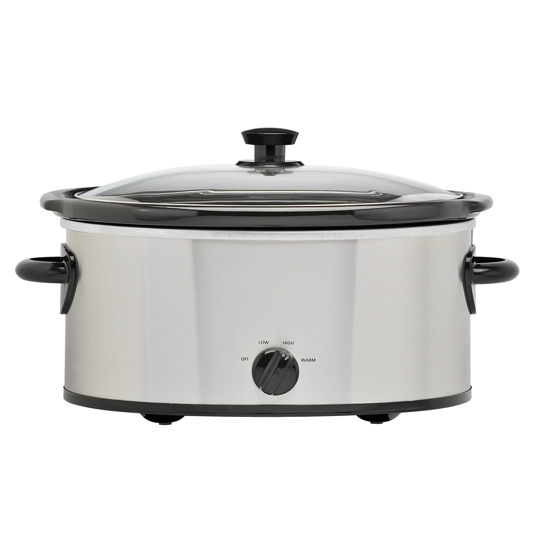 Mainstays 6 Quart Oval Slow Cooker, Stainless Steel Finish, Glass Lid, Model # MS54100112168S | Walmart (US)