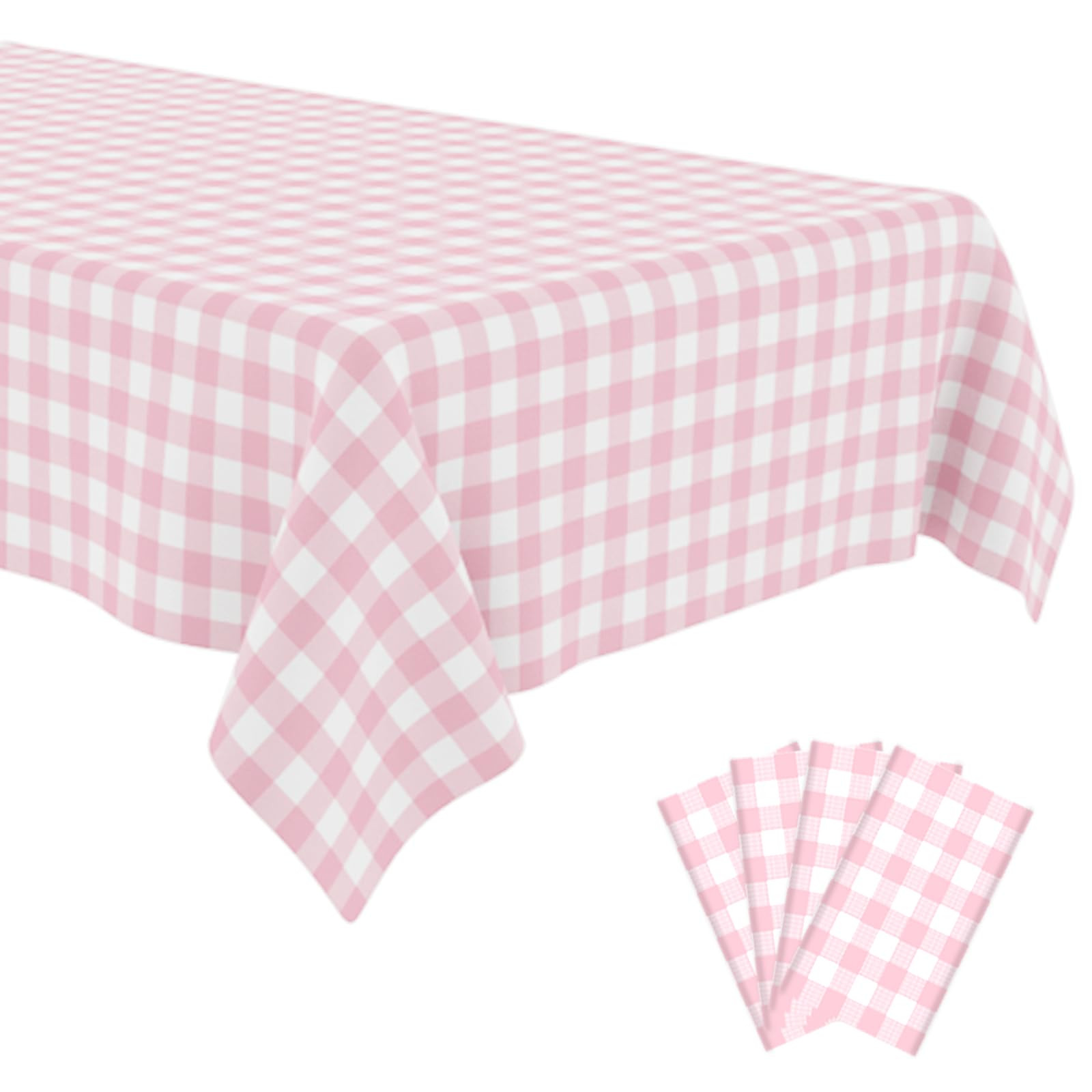 4 Pack Pink and White Checkered Tablecloth Pink Checkered Flag Tablecloth, Disposable Plastic Gingham Table Cover for Parties, Race Car Birthday Party, Birthday, Outdoor Picnic, 54 × 108 Inch | Amazon (US)