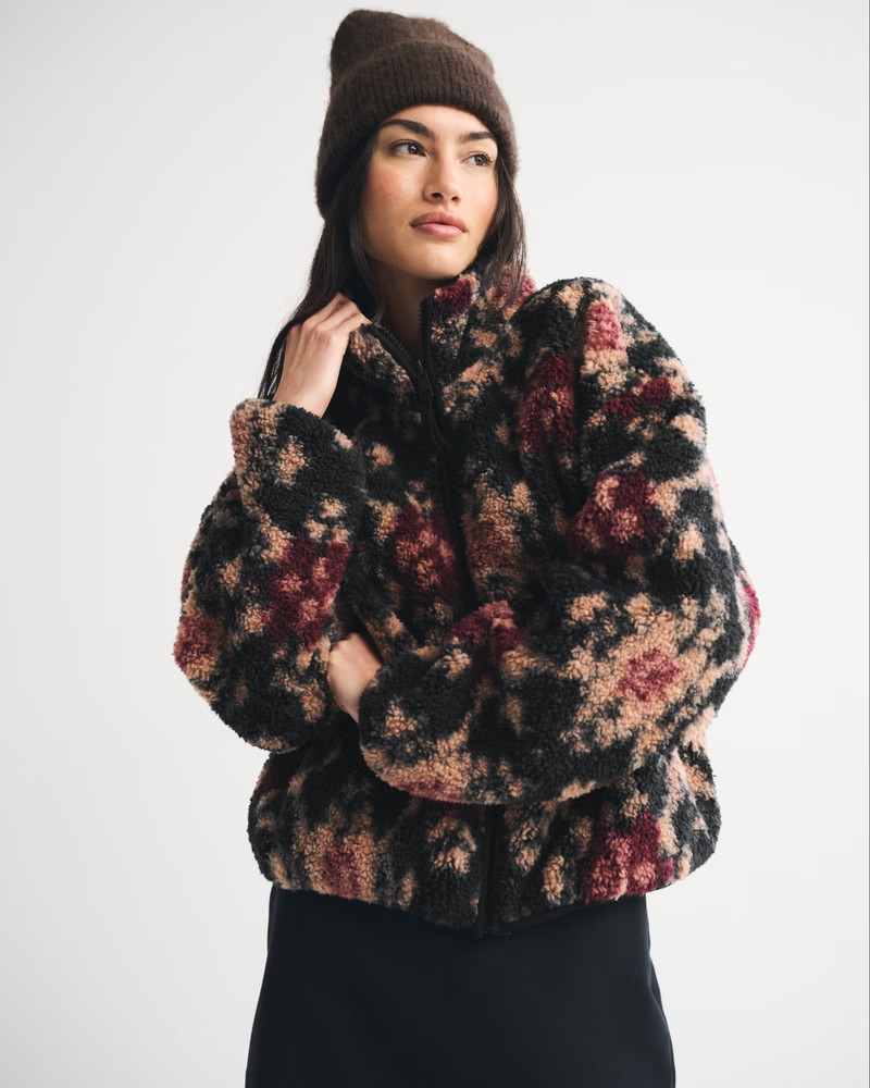 Women's Sherpa Full-Zip Jacket | Women's Tops | Abercrombie.com | Abercrombie & Fitch (US)