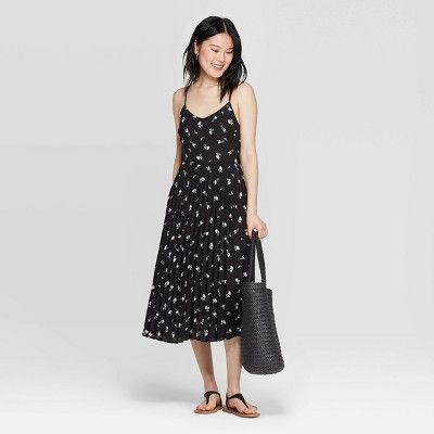 Women's Floral Print Sleeveless V-Neck Midi Dress - A New Day™ Black XL | Target