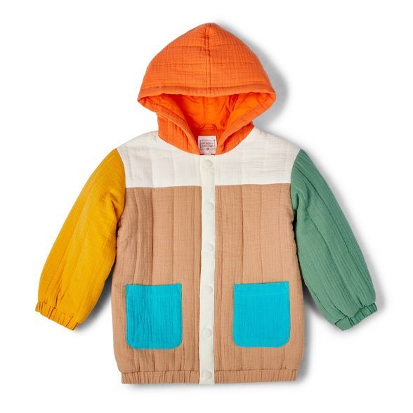 Toddler Color Block Quilted Hooded Jacket - Christian Robinson x Target Beige | Target
