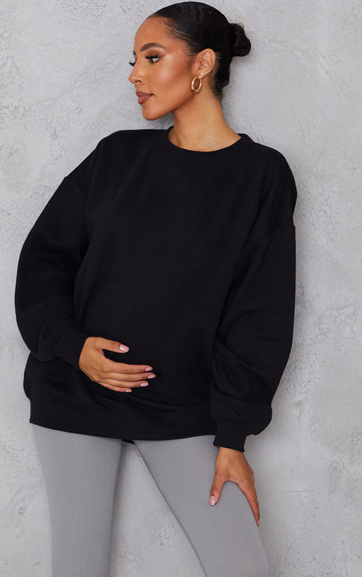 Maternity Black Ultimate Sweatshirt | PrettyLittleThing US