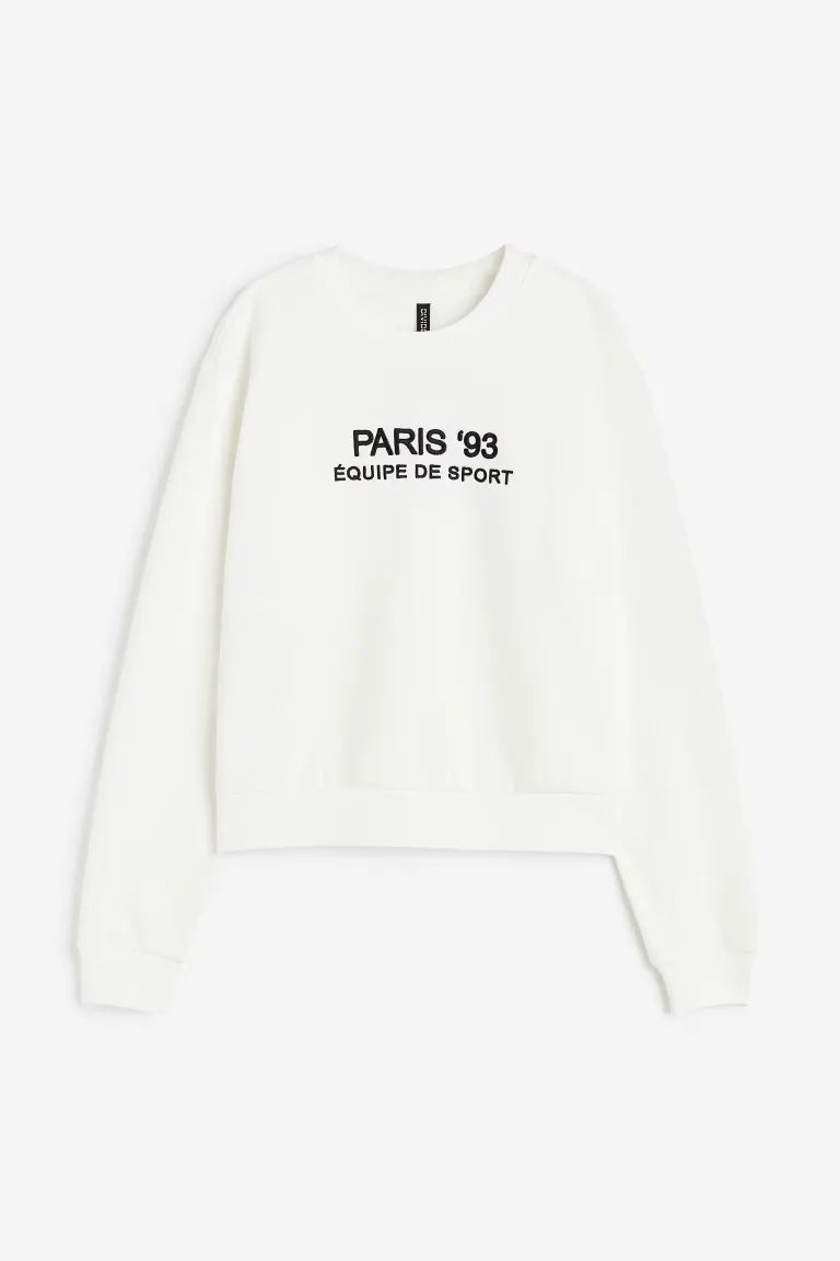 Printed Sweatshirt - White/Paris - Ladies | H&M US | H&M (US)