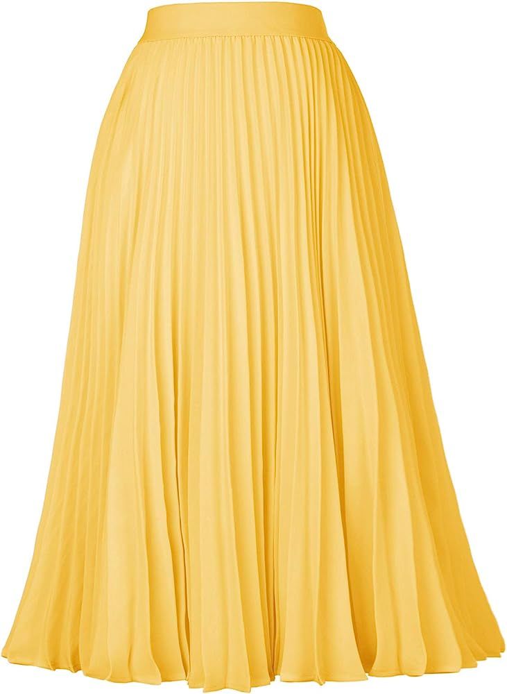 Women's High Waist Pleated A-Line Swing Skirt KK659 | Amazon (US)