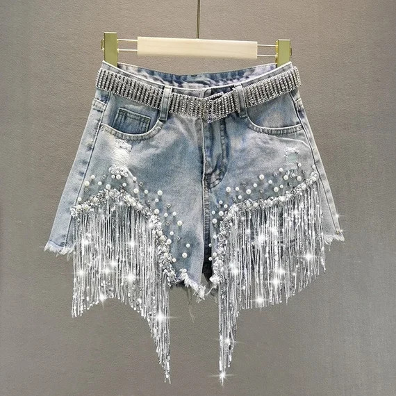 Female Denim Shorts Summer Wear New High Waist Slimming Heavy | Etsy | Etsy (US)