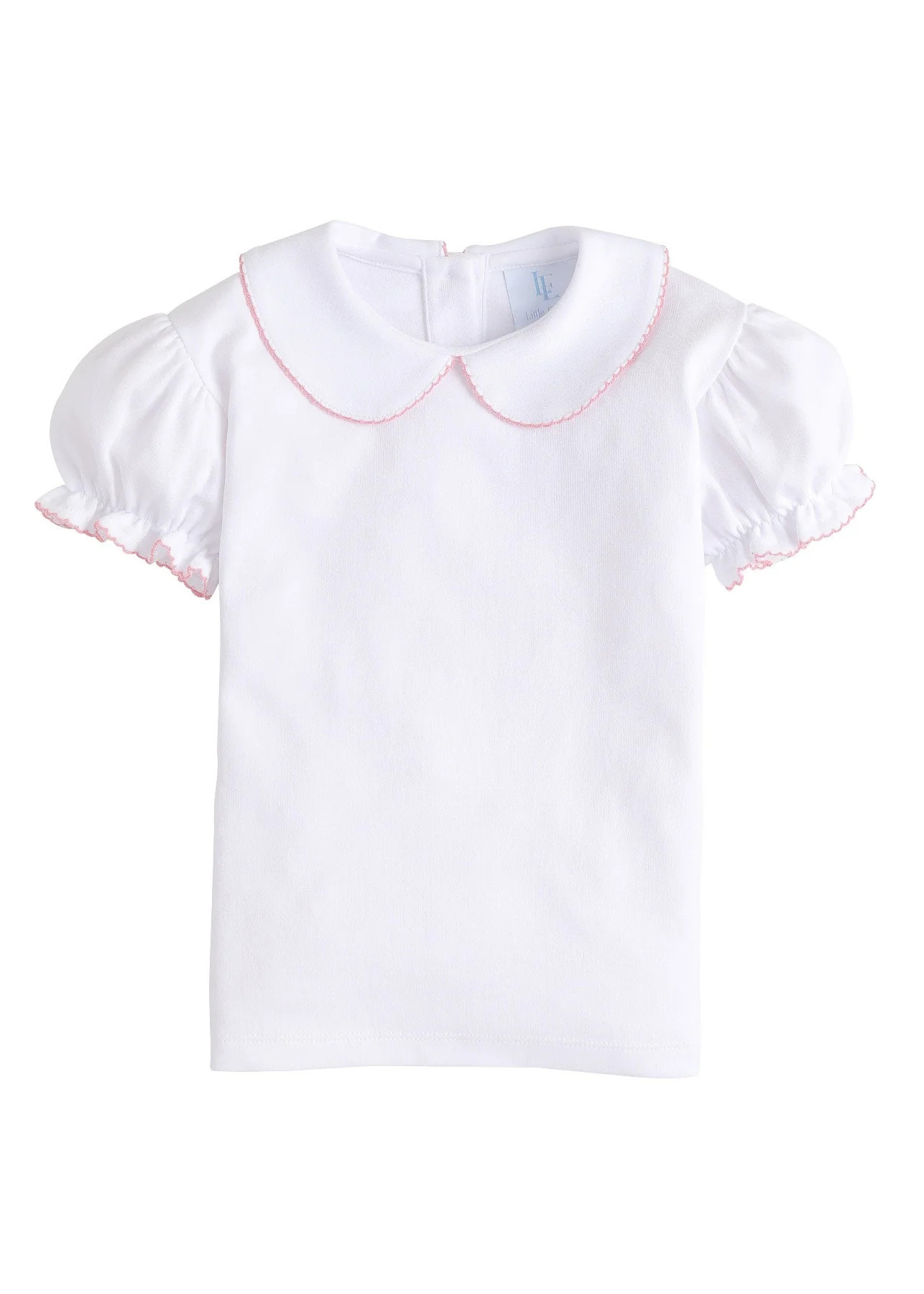 Girl's Short Sleeve Peter Pan Blouse - Light Pink | Little English
