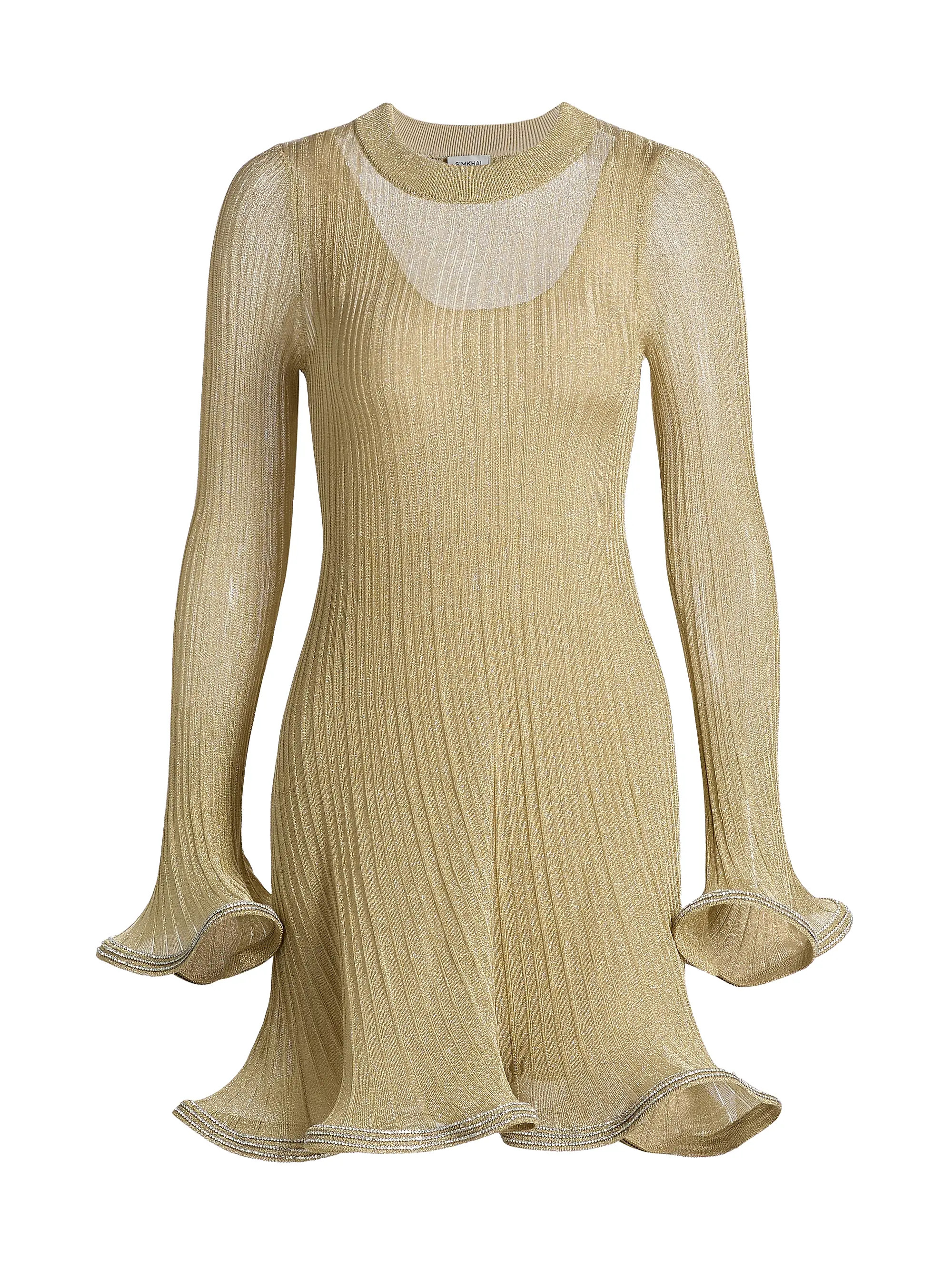 Zelda Metallic Flared Hem Rib-Knit Minidress | Saks Fifth Avenue