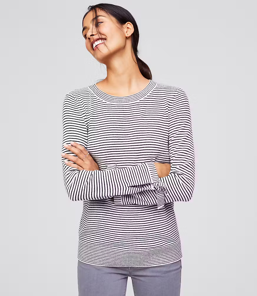 Striped Tie Cuff Sweater | LOFT