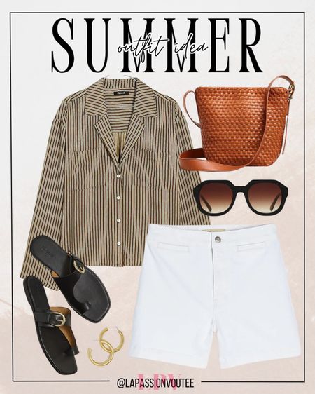 Summer sophistication: Rock a long sleeve cropped shirt with crisp white denim shorts for a fresh look. Elevate with hoop earrings and sleek sunglasses for added flair. Carry your essentials in a chic mini tote bag and step out in style with trendy cutout sandals.

#LTKSeasonal #LTKstyletip