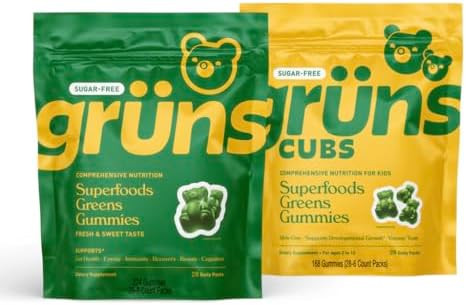 Gruns Adult + Kids Superfood Green Bundle, Sugar-Free, Nutritional Supplement 2-Pack (28 Day Supp... | Amazon (US)