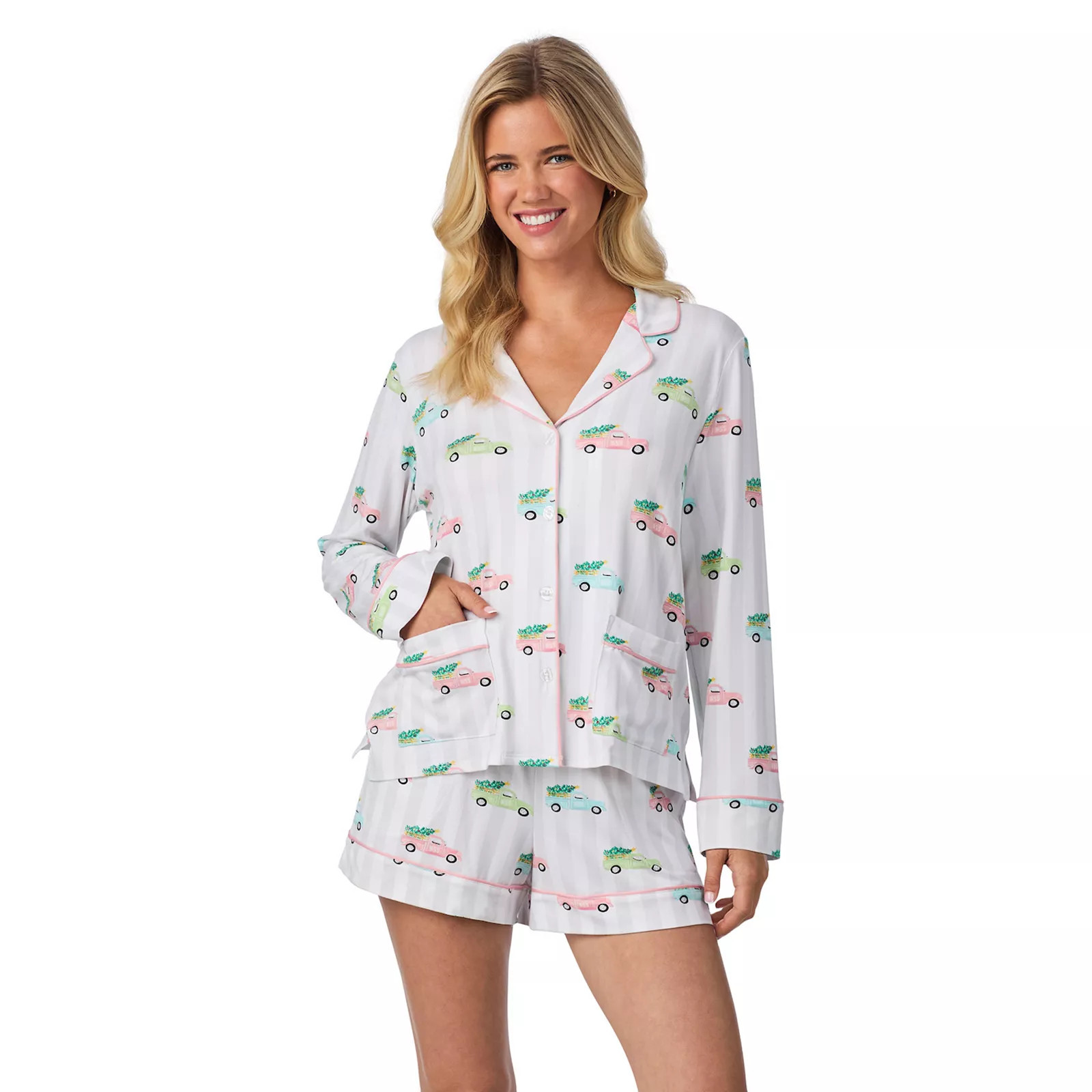Women's Beauty Sleep Social 2-pc. Belle Long Sleeves Pajama Top & Pajama Shorts Set, Size: Small, Home For The Holidays | Kohl's