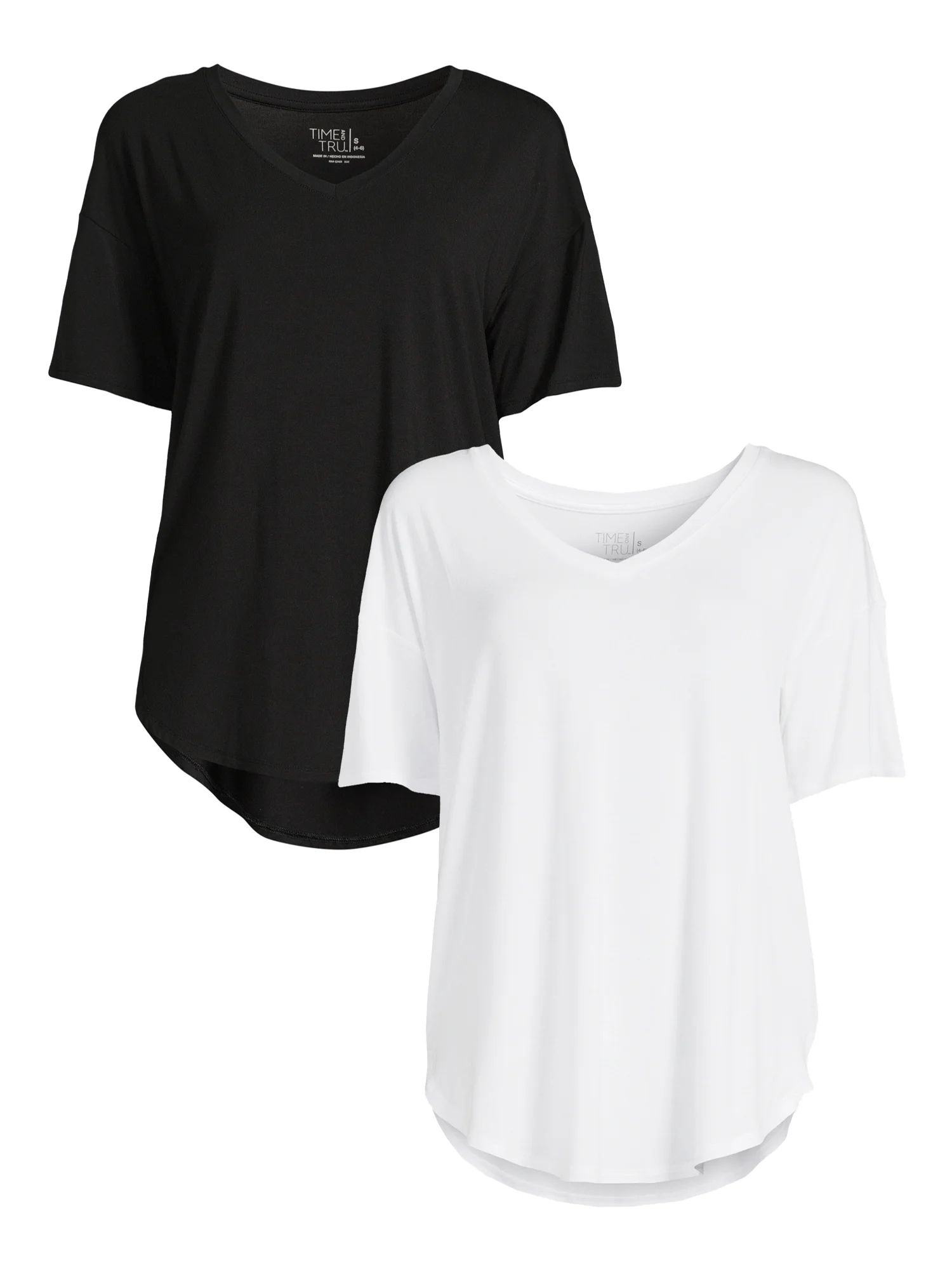 Time and Tru Women's V-Neck Tunic Tee (2 Pack) | Walmart (US)