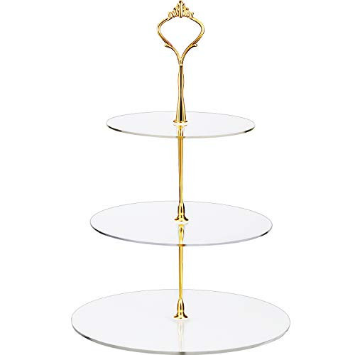 Boao 3 Tier Acrylic Round Cupcake Stand Dessert Tower Cupcake Cookies Display Stand for Wedding Birthday Party Baby Shower Treats Decorations(Transparent) | Amazon (US)
