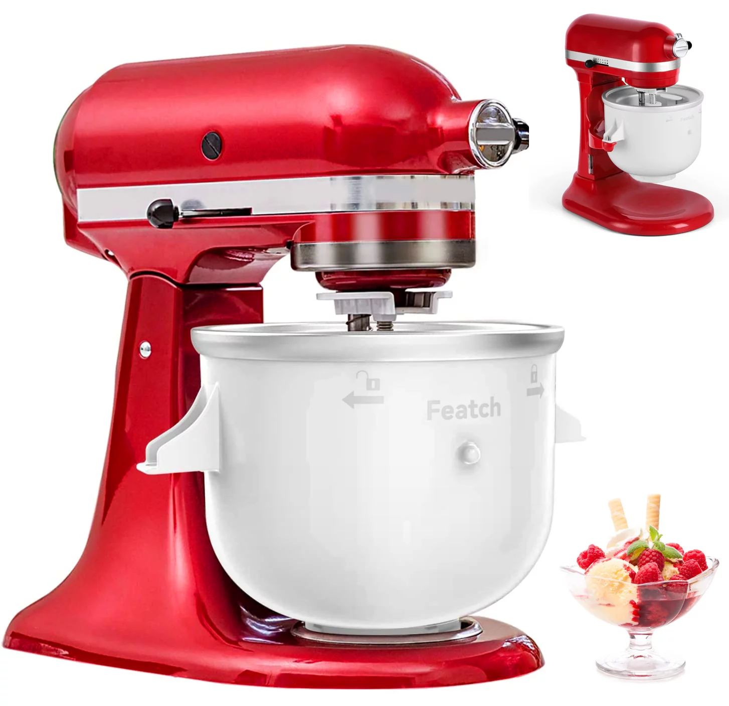Ice Cream Maker Attachment Compatible with All Kitchen Aid 4.5QT Stand Mixer, 2 QT High Capacity ... | Walmart (US)