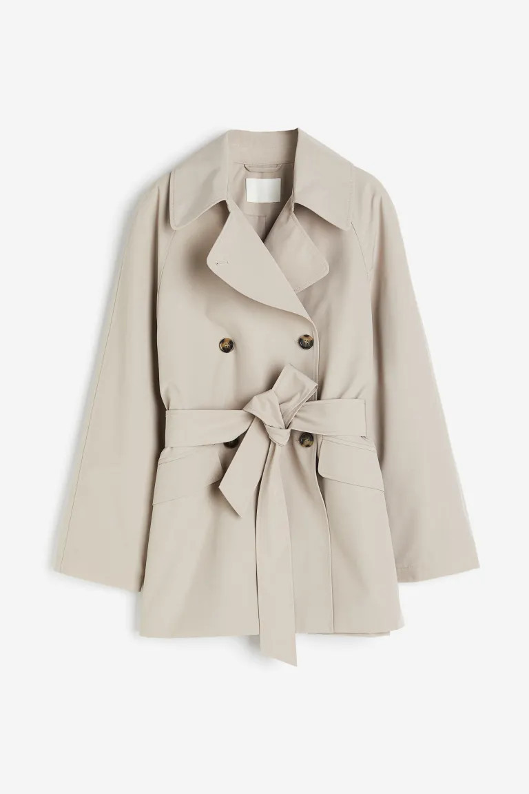 Short Trench Coat - Light beige - Ladies | H&M US | H&M (US + CA)