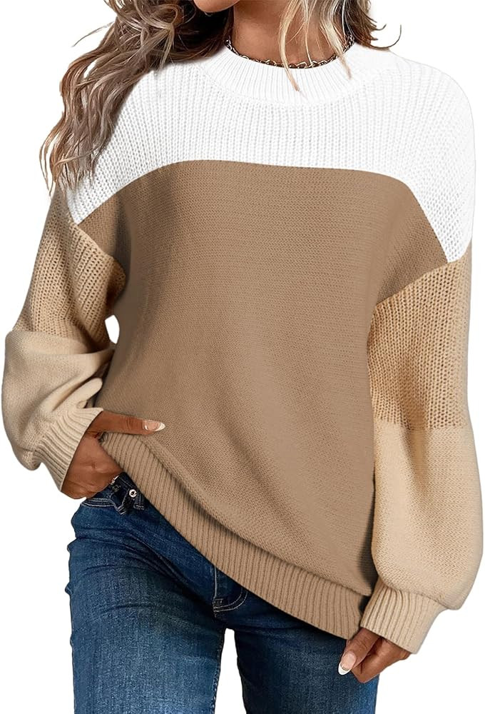Dokotoo Women's Casual Long Sleeve Sweaters Loose Crewneck Knit Solid Pullover Sweater Jumper Top... | Amazon (US)