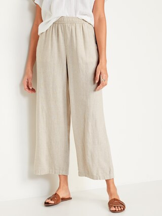 High-Waisted Linen-Blend Wide-Leg Pants for Women | Old Navy (US)