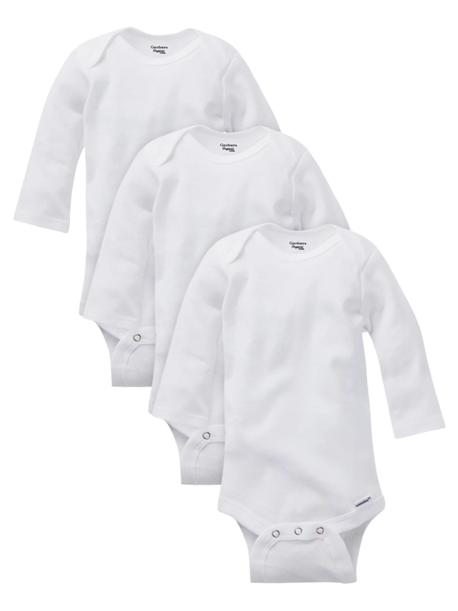Gerber Baby Boy, Baby Girl, & Unisex Long Sleeve White Onesies Bodysuits, 3 Pack (Preemie-24M) - ... | Walmart (US)