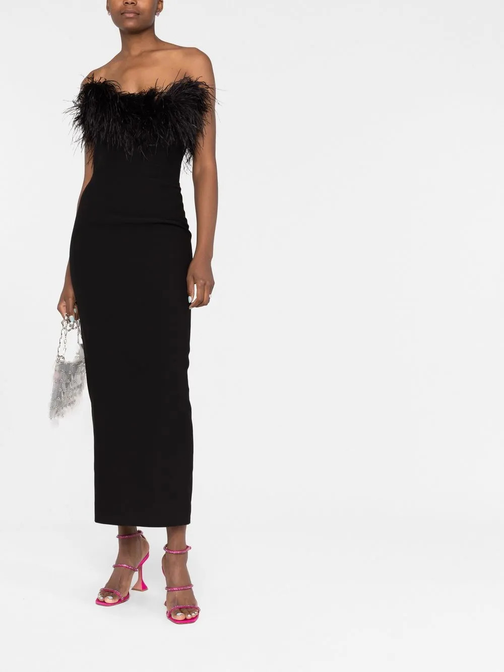 NEW ARRIVALS Lena In Shanghai Express feather-trim Dress - Farfetch | Farfetch Global