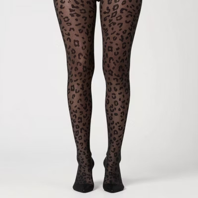 Anna-Kaci Women's Sheer Leopard Print Tights with Allover Animal Pattern - Black | Target