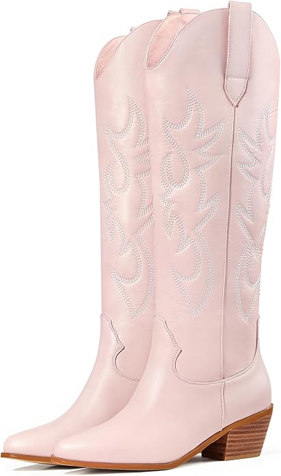 Ouepiano Women's Knee High Riding Boots Round Toe Side Zipper Metal Buckle Fashion Winter Boots | Amazon (US)